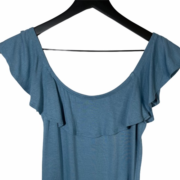 Aeropostale | Blue Off Shoulder Ruffle Bodysuit - Picture 3 of 5